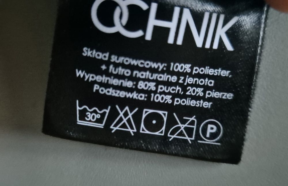 Ochnik piękny puchowy płaszcz z jenotem S