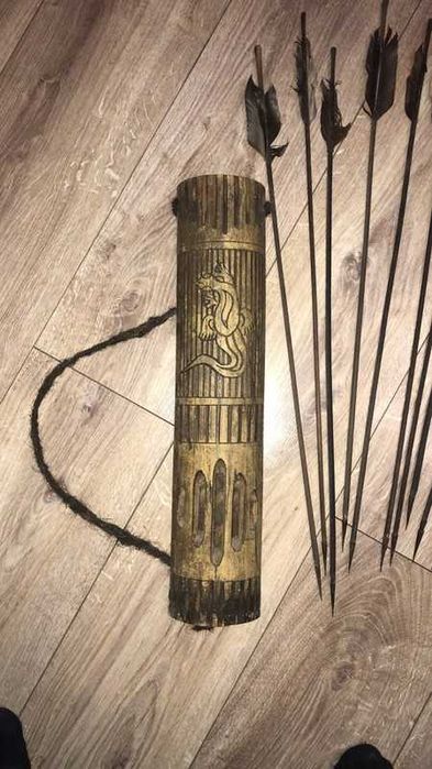 Komplet broni - łuk, strzały, dmuchawka, strzałki, kołczan