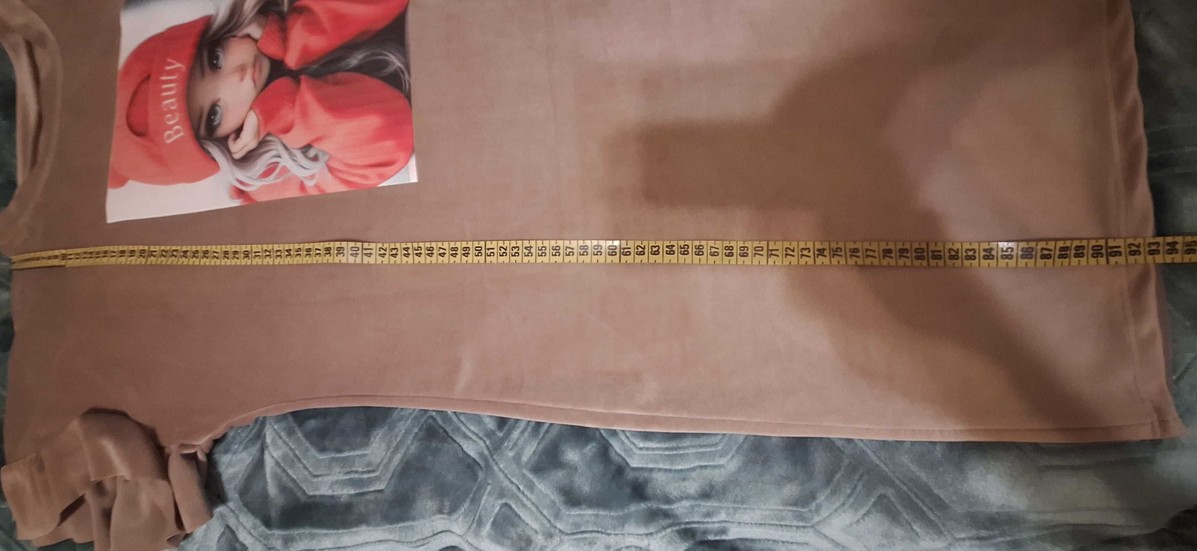 Sukienka z weluru kolor fango roz. XL