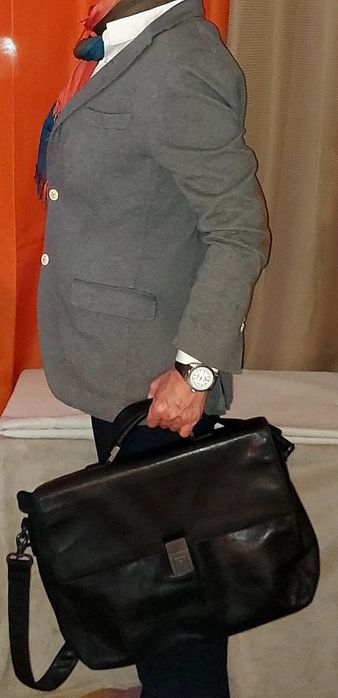 CALVIN KLEIN pele genuína Pasta Executivo Vintage