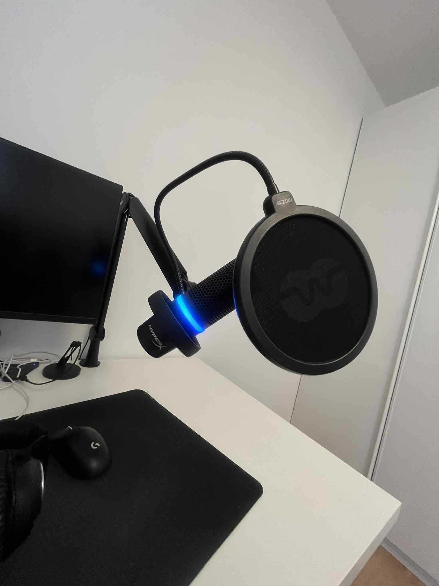 Zestaw mikrofon hyperX duocast + ramię mikrofonowe Mozos + pop filtr