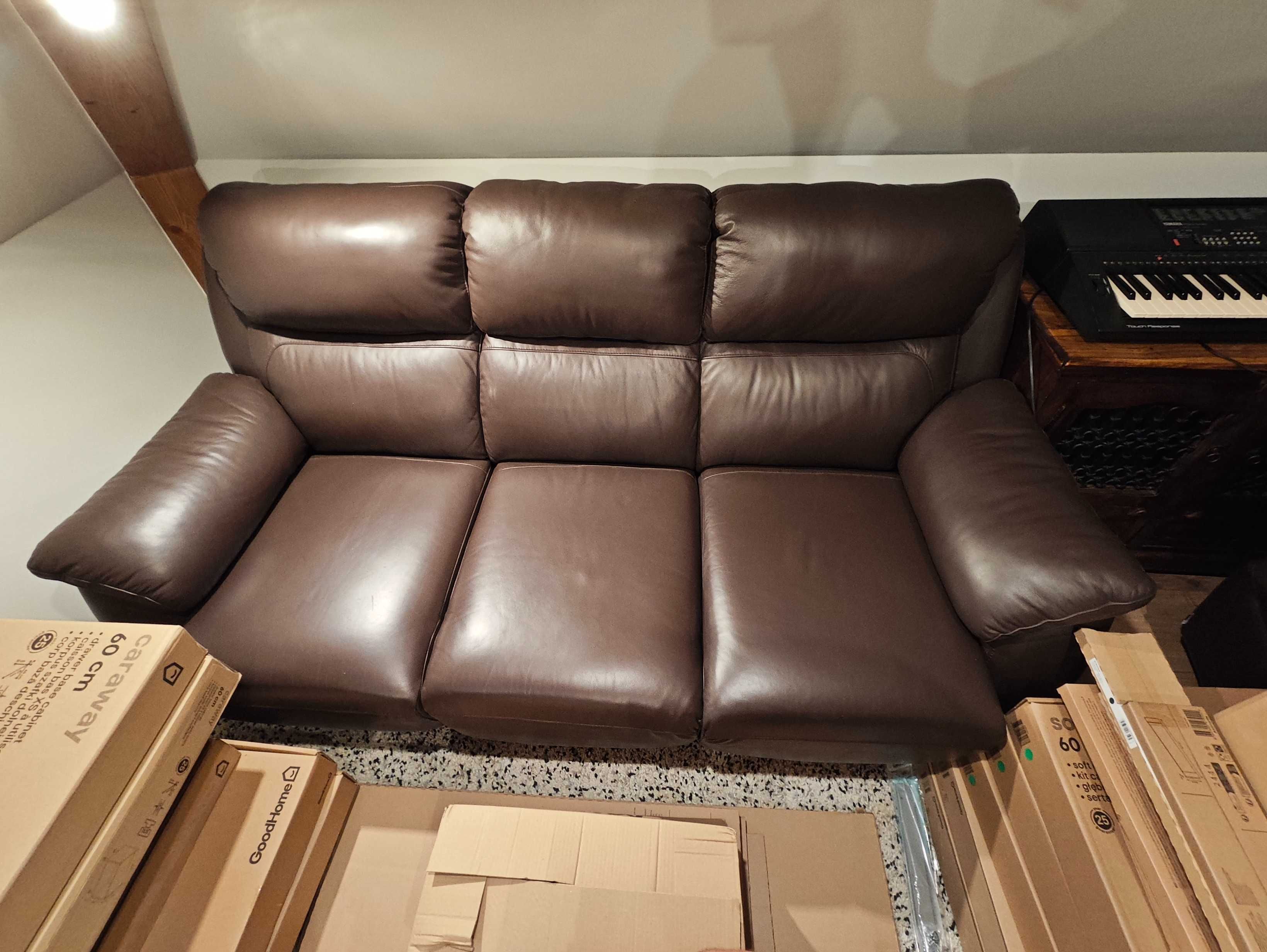 Komplet mebli kanapa Vinotti Sofa 3-os 2 fotele Relax Skóra