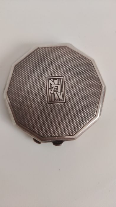 Vintage srebrna srebro puderniczka 1947 lata 40 puder