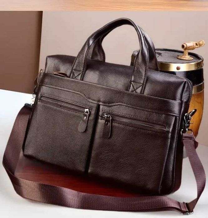 Чоловічий шкіряний діловий портфель для документів з натуральної шкіри