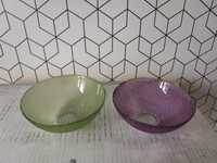 Dwie miski szklane miska miseczka zielona fioletowa 17cm