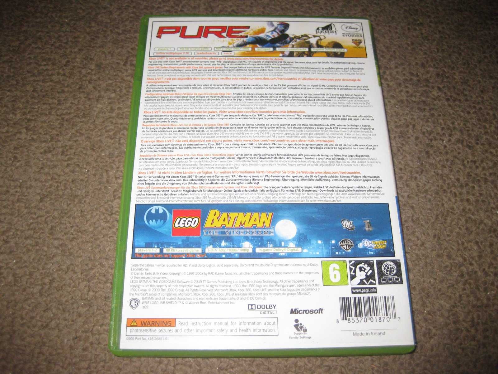 Jogo "Pure + Lego Batman: The Videogame" para a XBOX 360/Completo!