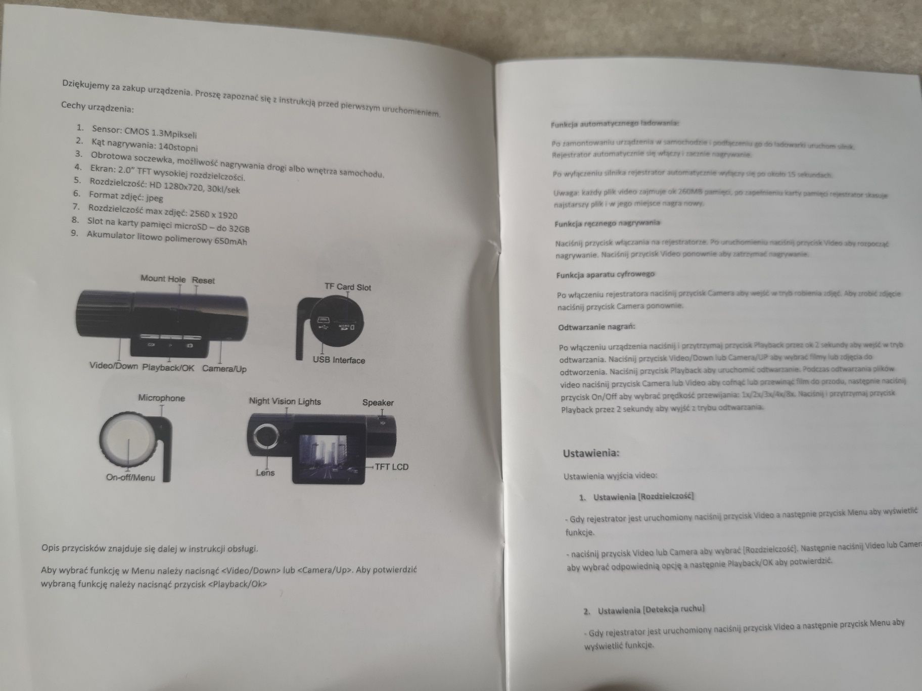 Omega OMDVR210 Kamera dvr rejestrator samochodowy nowa HD720P