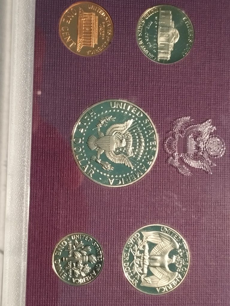 Conjunto de moedas 1990S Proof dos EUA, não circuladas e embaladas