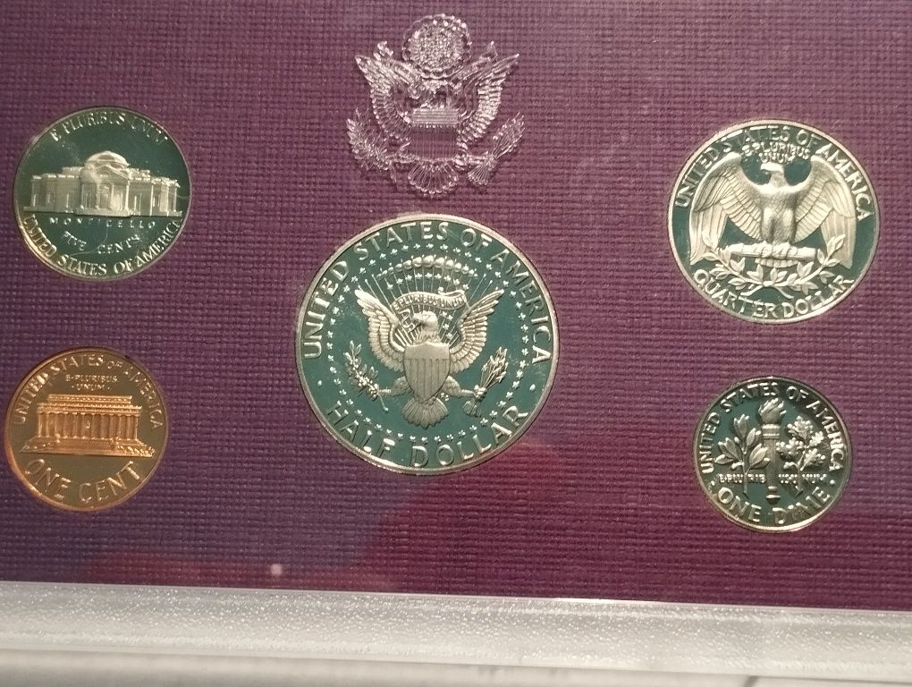 Conjunto de moedas 1990S Proof dos EUA, não circuladas e embaladas