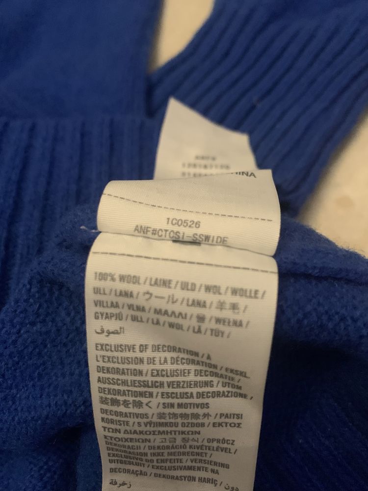 A&F Abercrombie niebieski męski sweter r. M/L , logowany 100% wełna