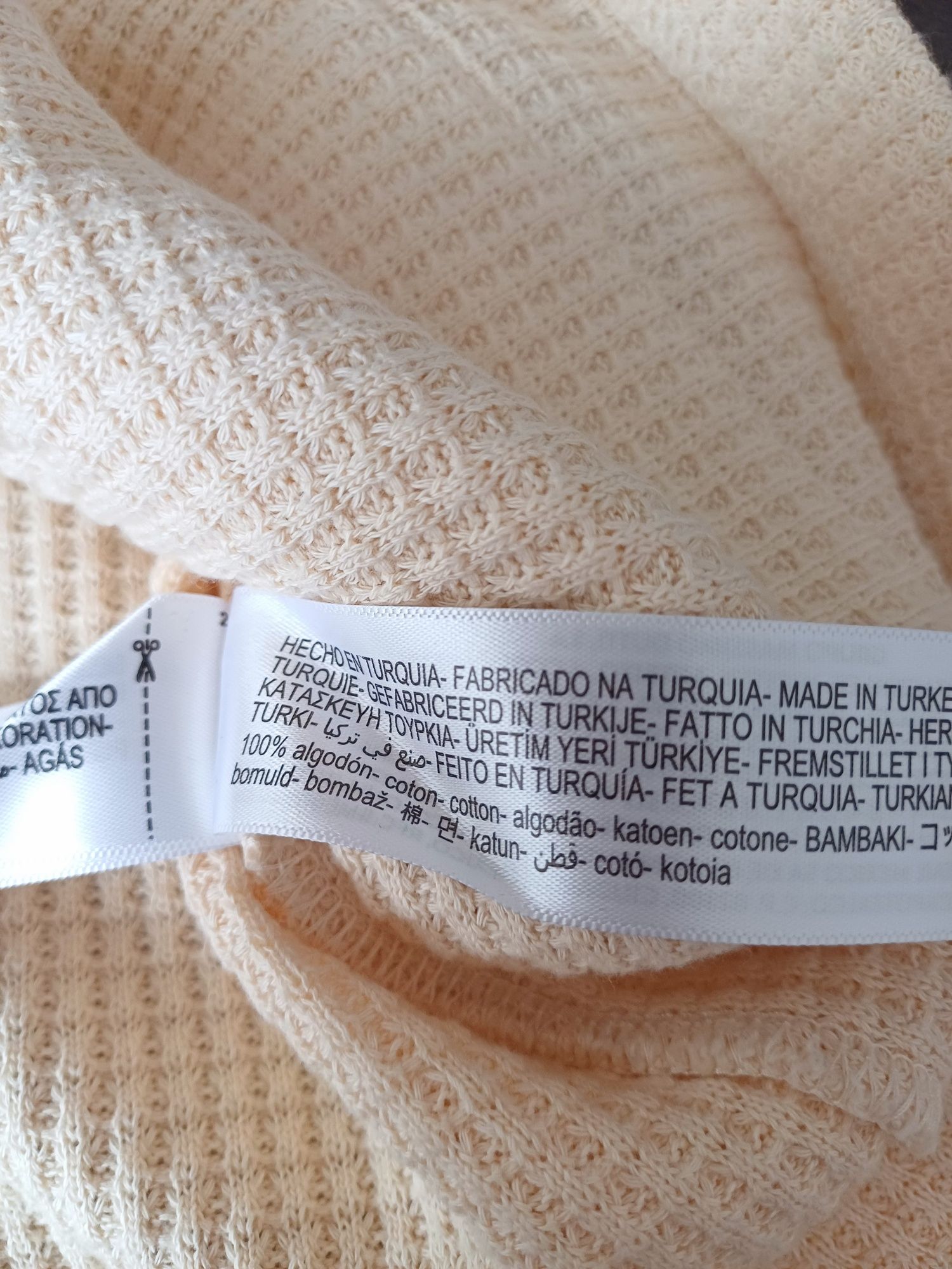 Massimo Dutti kardigan ze złotymi guzikami bawełna kremowy beż sweter
