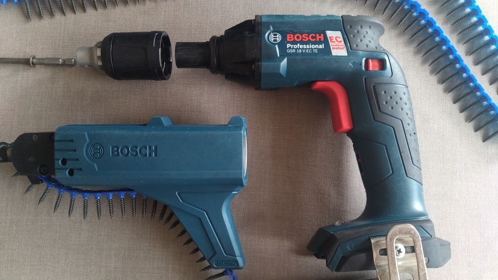 Bosch GSR 18 V-EC TE Wkrętarka do regipsow z magazynkiem głowicą