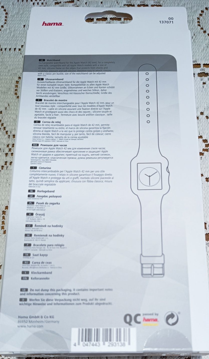 Pasek do zegarka Apple Watch Watchband Smartwatcha Hama biała silikono