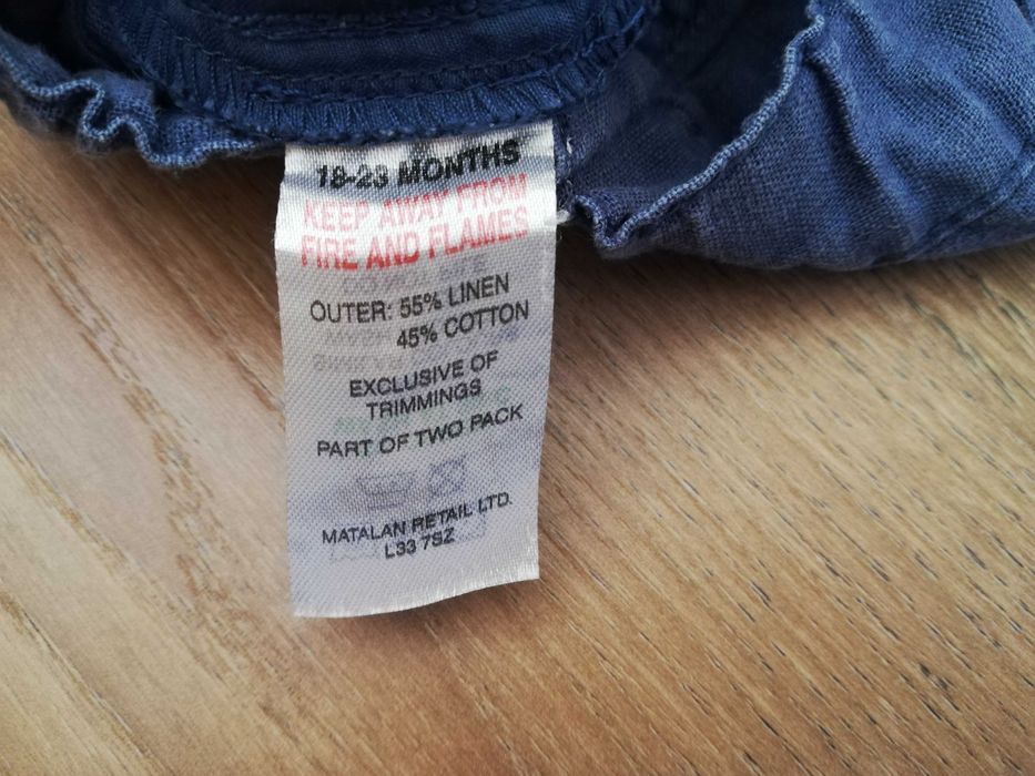Spodenki dziecięce len + bawełna Matalan r. 18-24