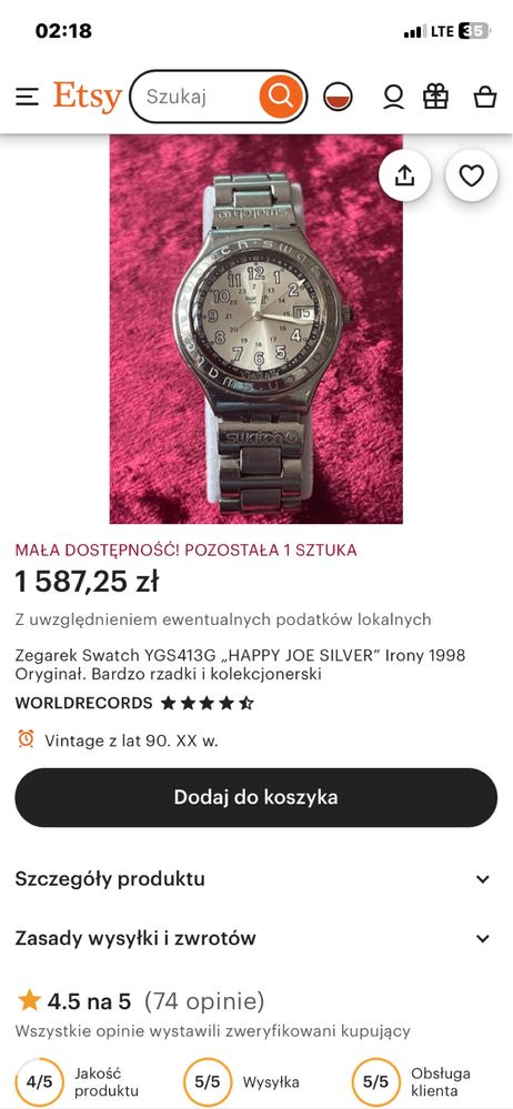 Zegarek Swatch YGS413G  Irony z 1998