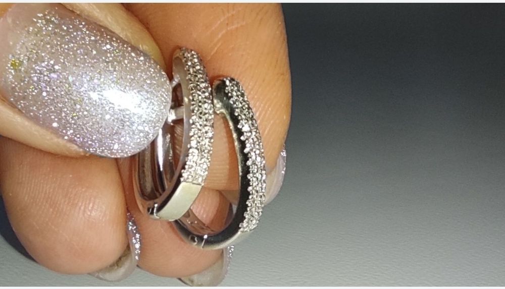 Сережки кільця з діамантами 0,12 ct Укрзолото