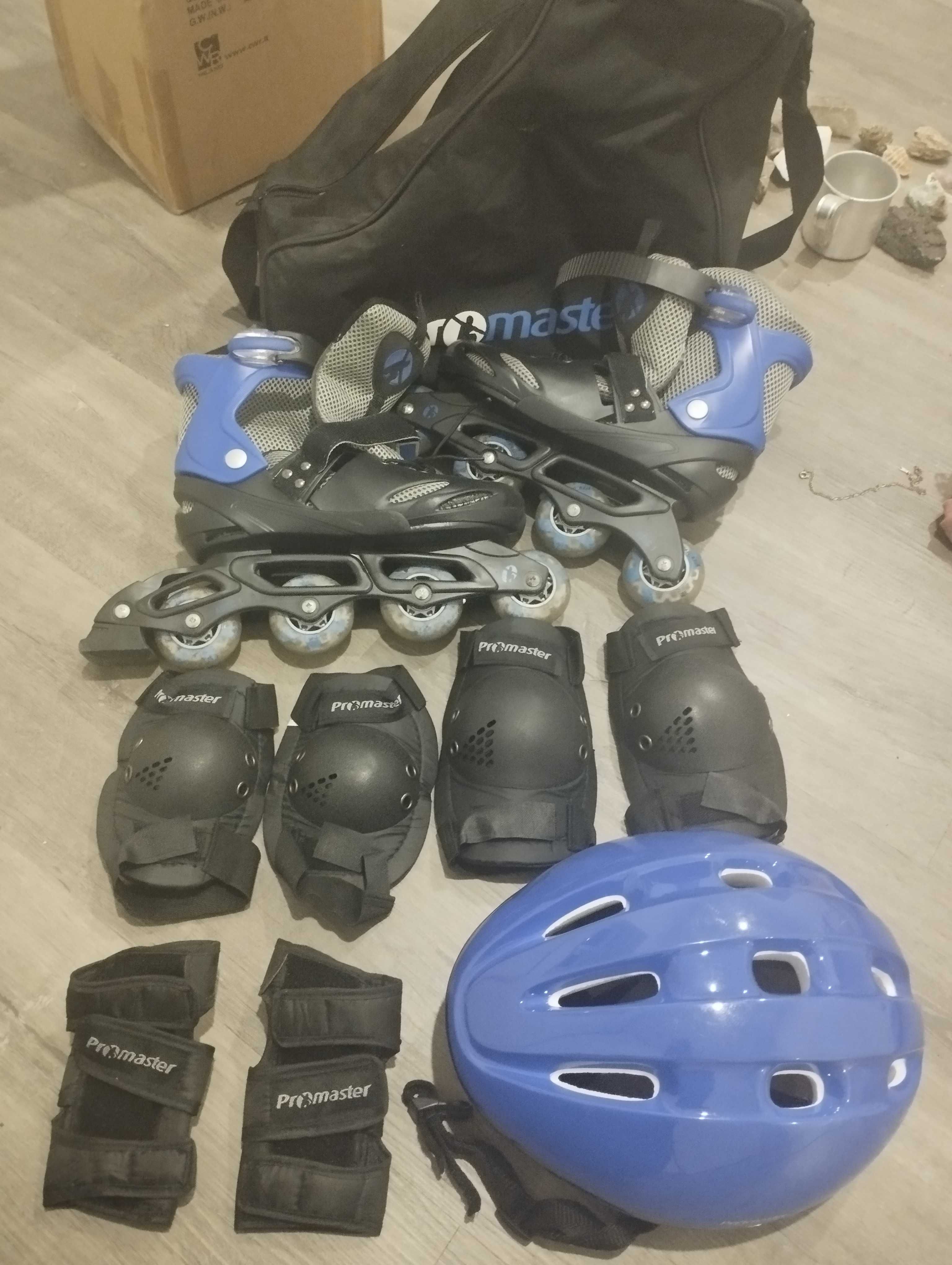 Patins em linha 36-39 com acessórios - usado em bom estado