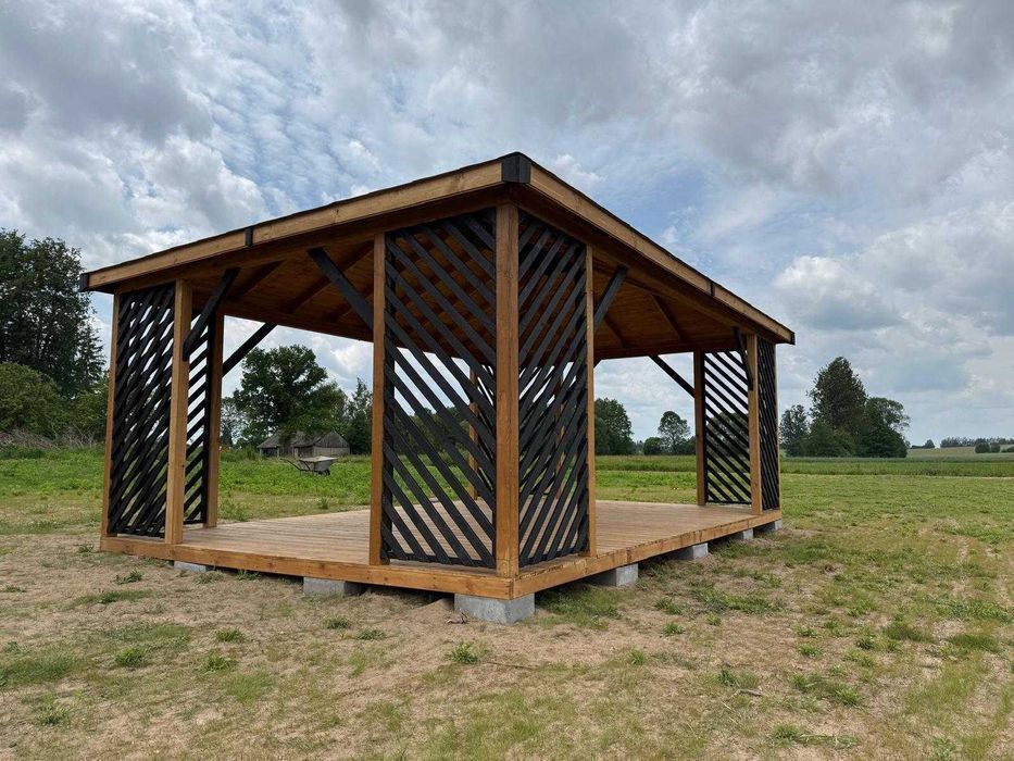 Altana altanka ogrodowa drewniana ,,Uppsala"430x430cm Nowoczesny ogród