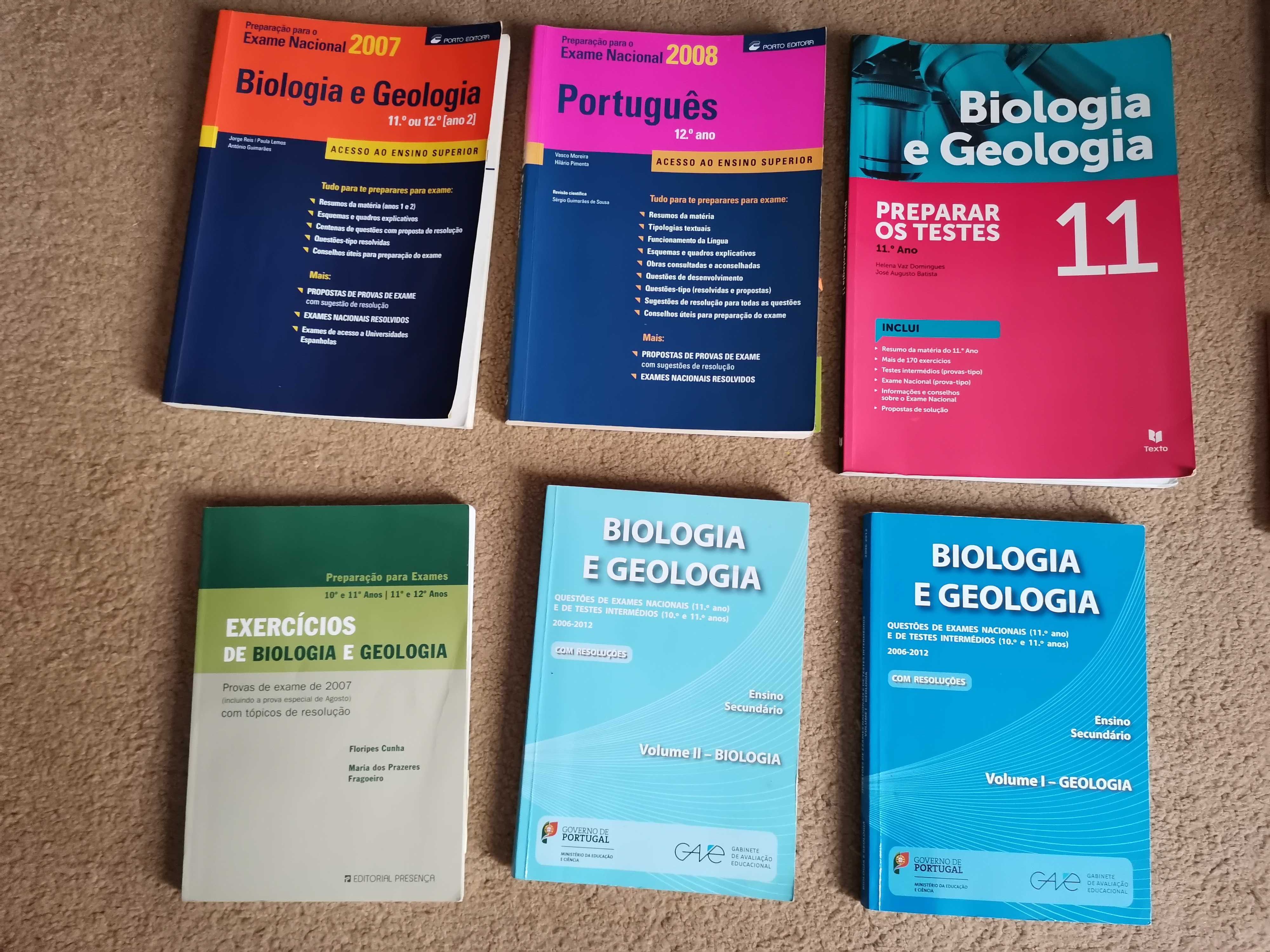 Livros de apoio à exame português e biologia