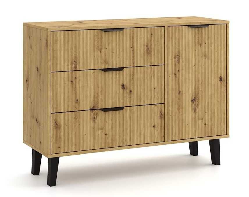 Komoda SCANDI 1D3S SLIM Szafka Do Salonu Ryflowany Front RÓŻNE KOLORY