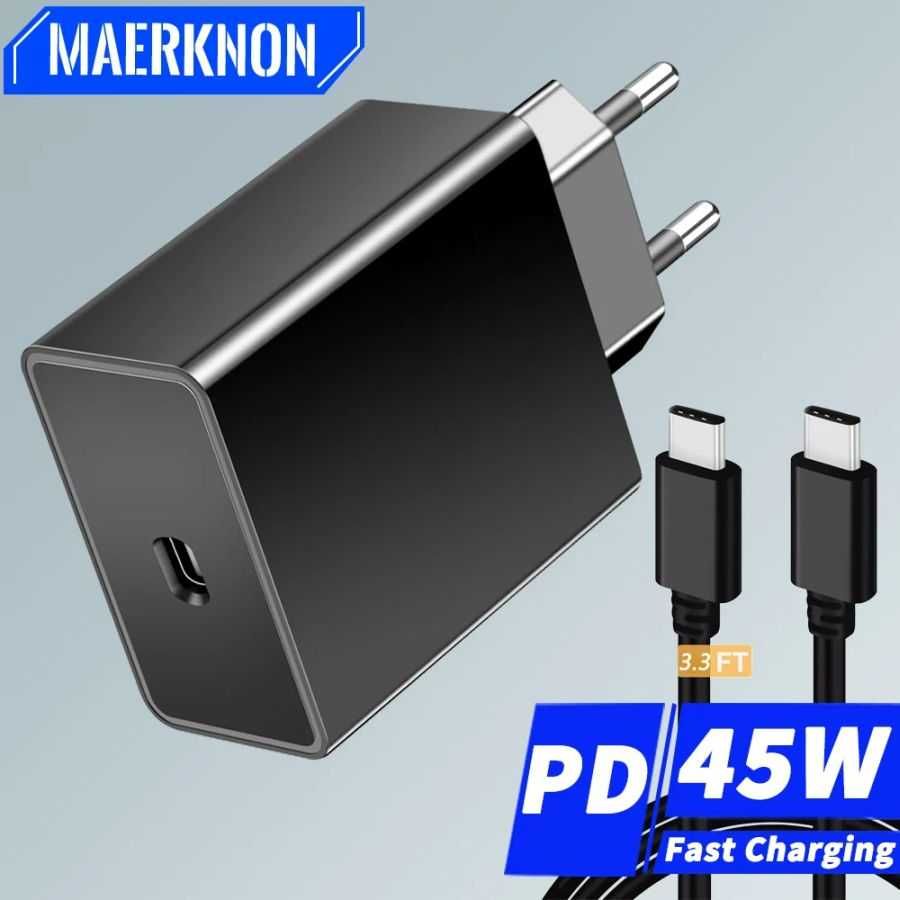 Szybka ładowarka PD 45W USB C + kabel USB C 1 metr czarne