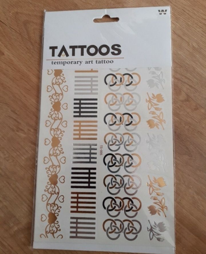 Tatuaże zmywalne zestaw złote ,srebrne Tattoos