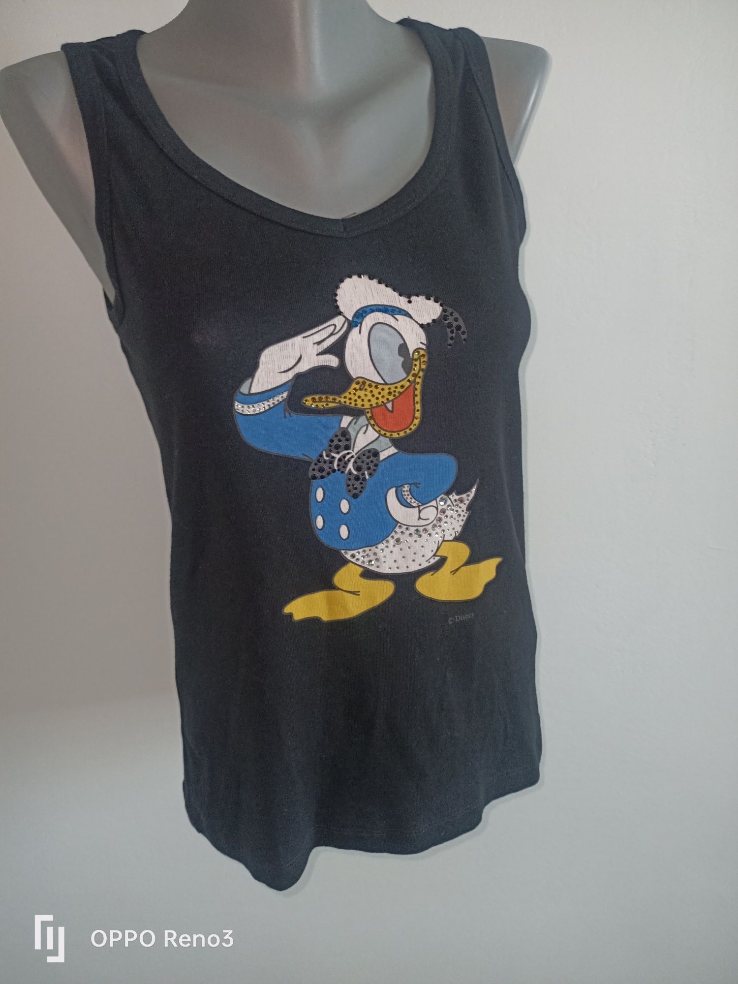 Markowa bluzka koszulka Disney L&J r M 38 czarna Kaczor Donald