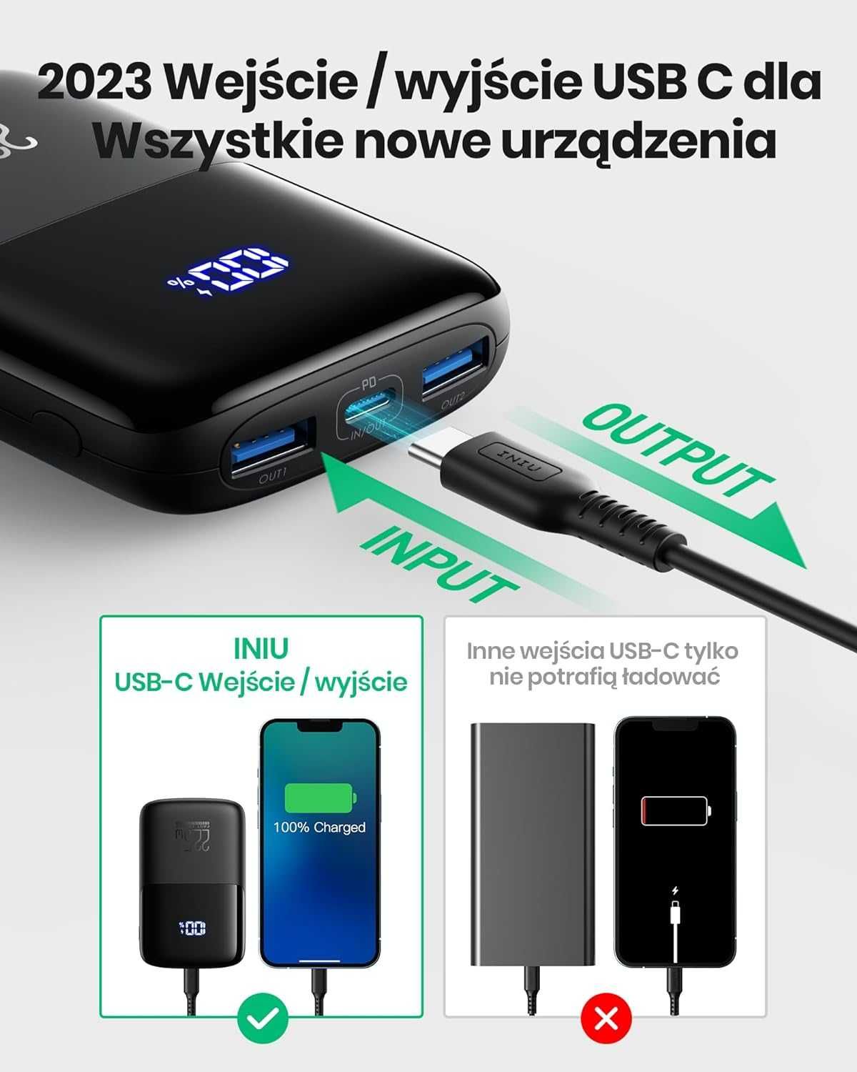 Powerbank BI-B61 INIU 10000 mAh 22,5W czarny