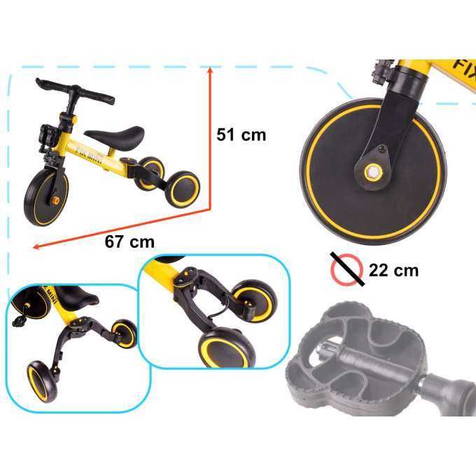 Rowerek trójkołowy TRIKE FIX MINI 3w1 biegowy ŻÓŁTY