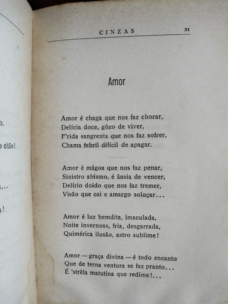 Livro Cinzas (Versos) 1938