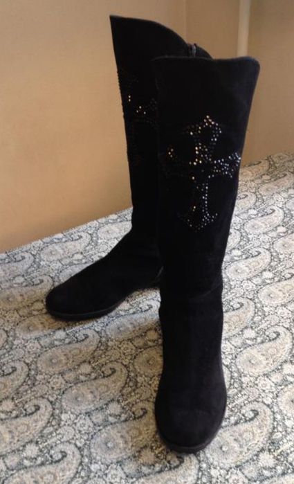 Эффектные женские сапоги класса люкс замша Италия, р.41/стелька 27 см