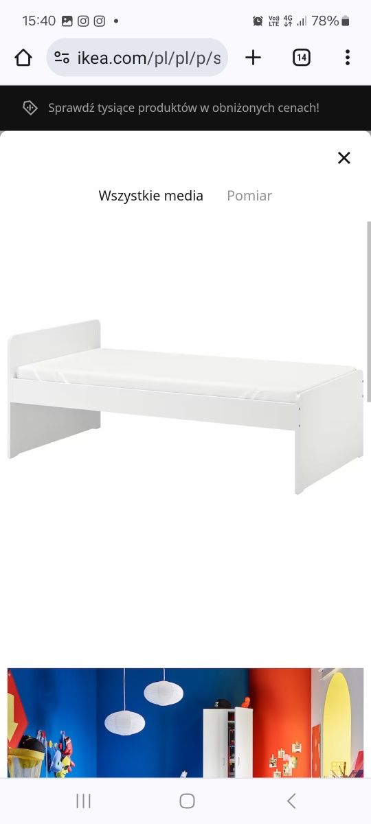 Łóżko 90x200 Slakt Ikea z materacem