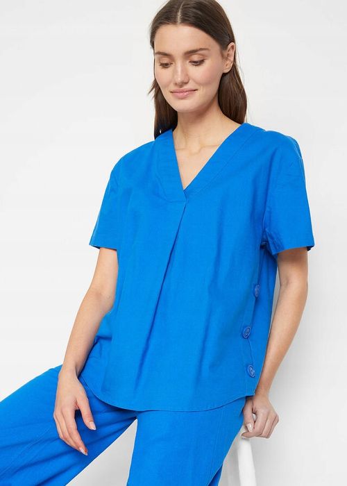 B.P.C lniana bluzka tunikowa niebieska ^40