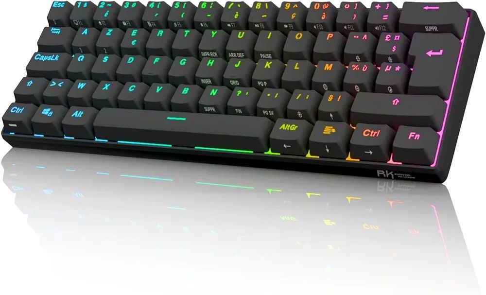 RK ROYAL KLUDGE RK61 klawiatura bezprzewodowa, AZERTY Mekaniczna RGB