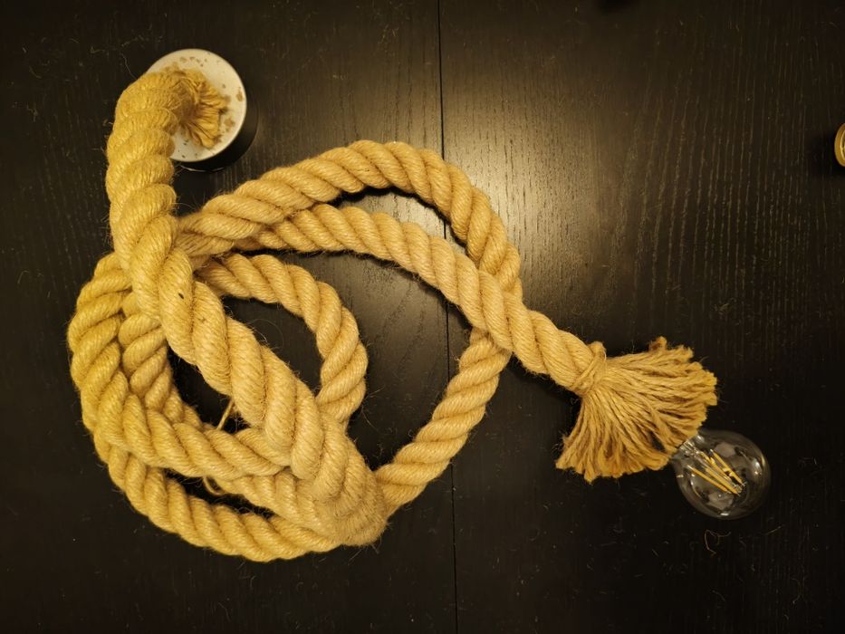 Lampa lina jutowa, sznur jutowy żeglarski 240cm / zestaw 2 lamp z liny