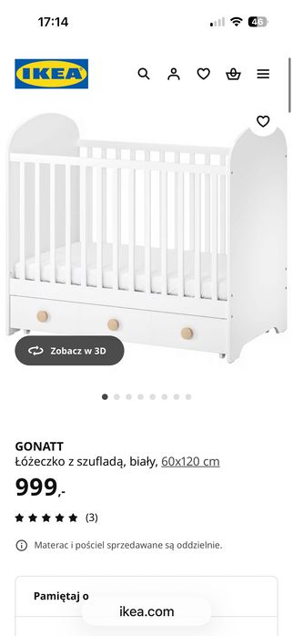 Łóżeczko niemowlęce IKEA gonatt