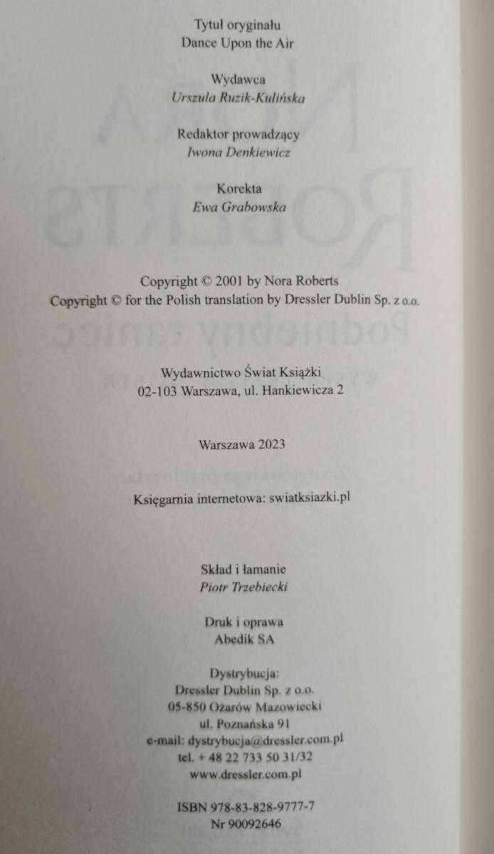 Podniebny taniec. Wyspa Trzech Sióstr – Nora Roberts - stan bdb-