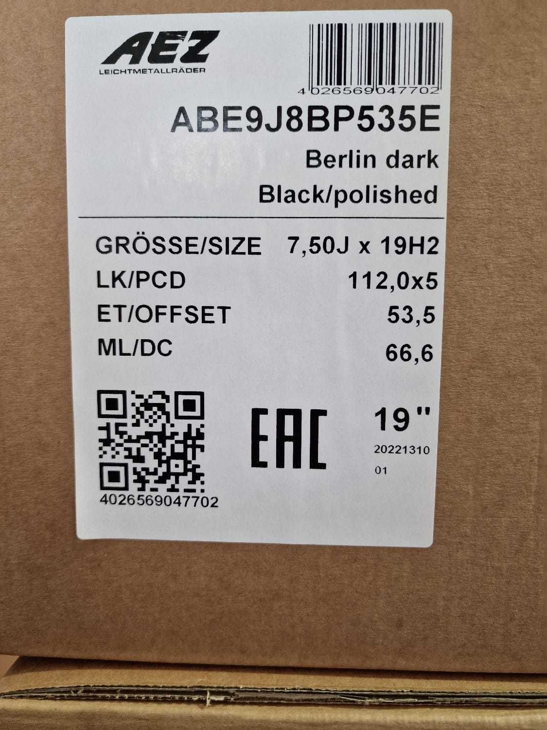 NOWE Alufelgi 19" MERCEDES Klasa A V-Class EQA EQB CLA GLA Vito Czarny