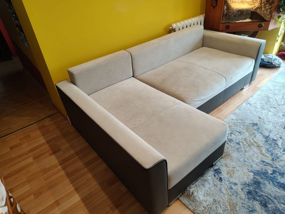 Sofa rozkładana wersalka narożnik rogówka L łóżko 160x200 szara