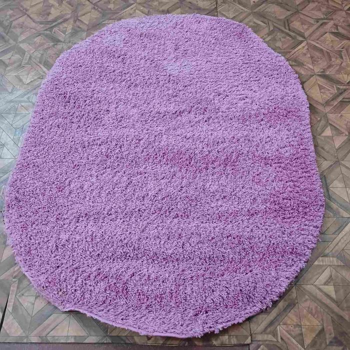 Килим овальний рожевий, травка