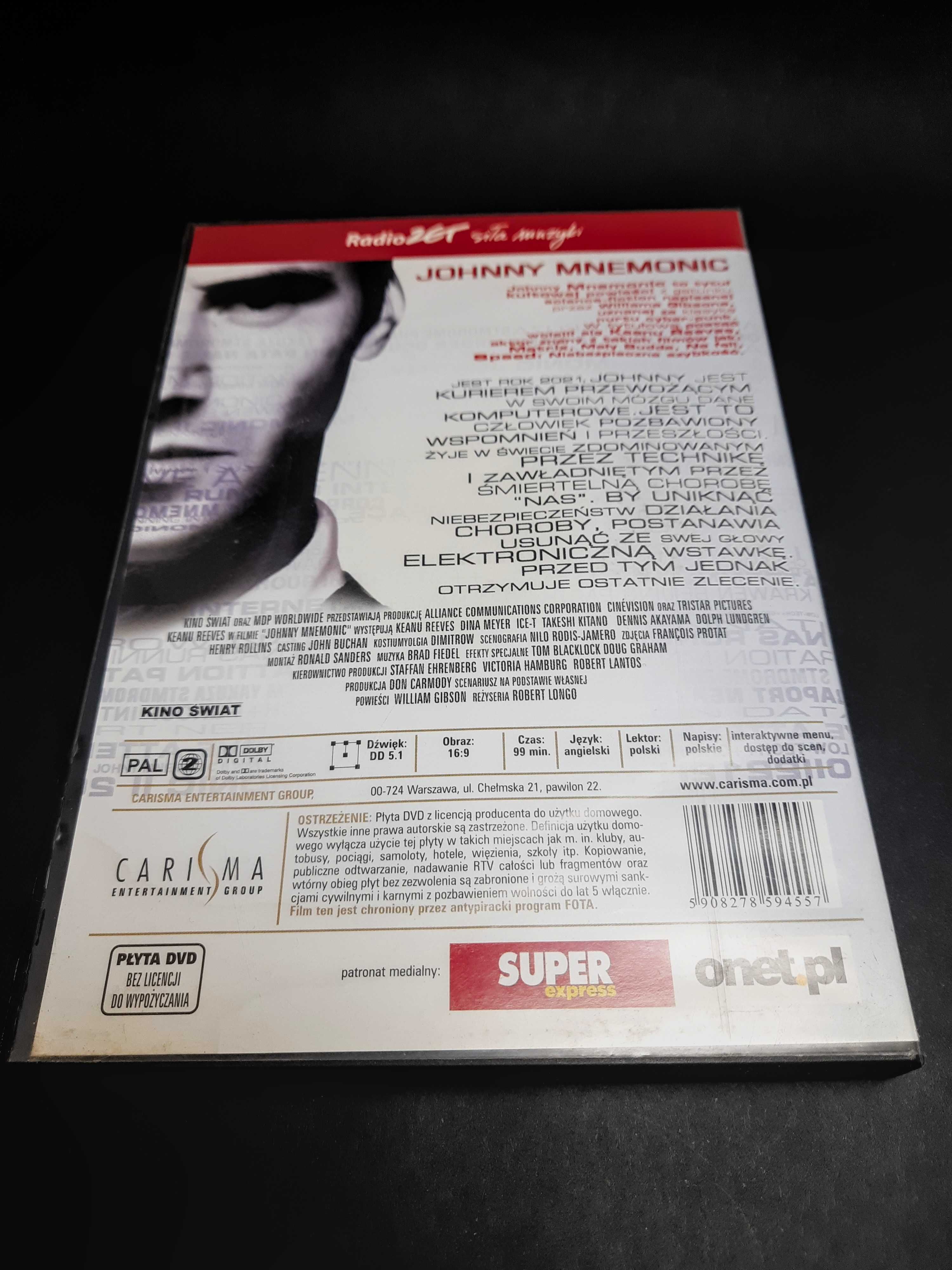 Johnny Mnemonic płyta DVD