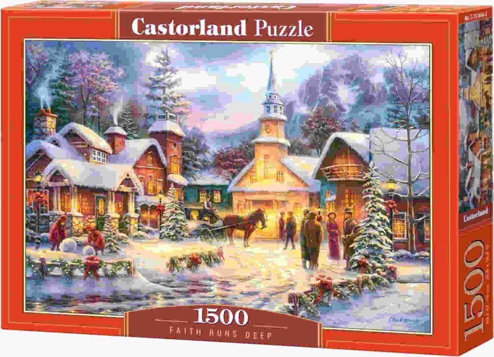 Puzzle 1500 el. Świąteczna wioska – Wiara, która trwa