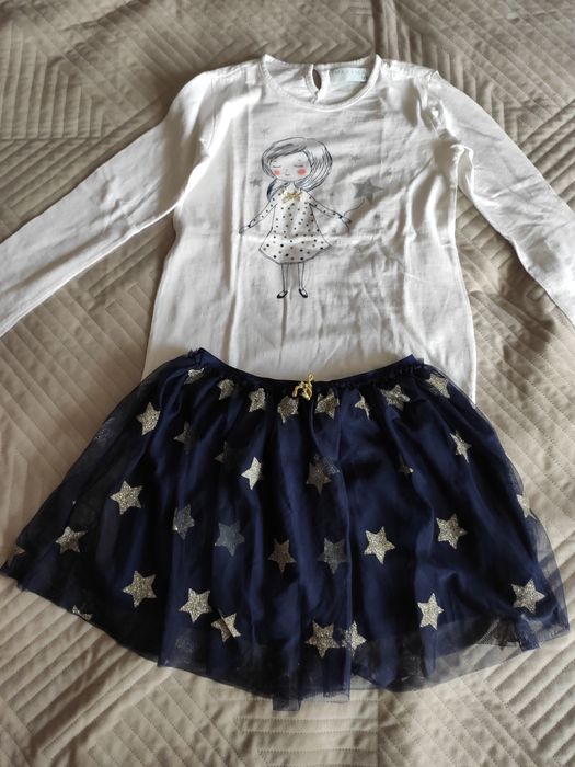 Komplet świąteczny spódniczka, bluzka r. 128cm