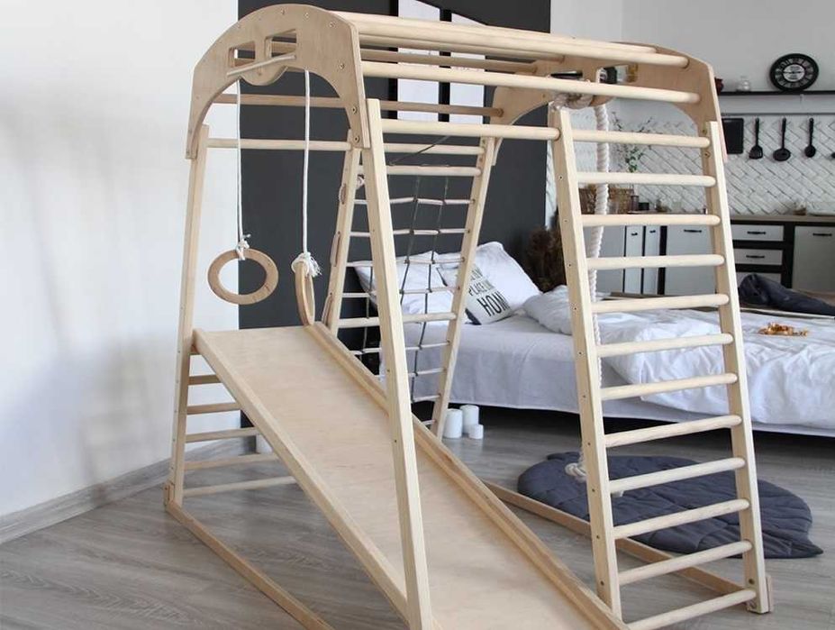 Шведська стінка Спортивний комплекс Сітка Гірка Канат Кільця Гойдалка