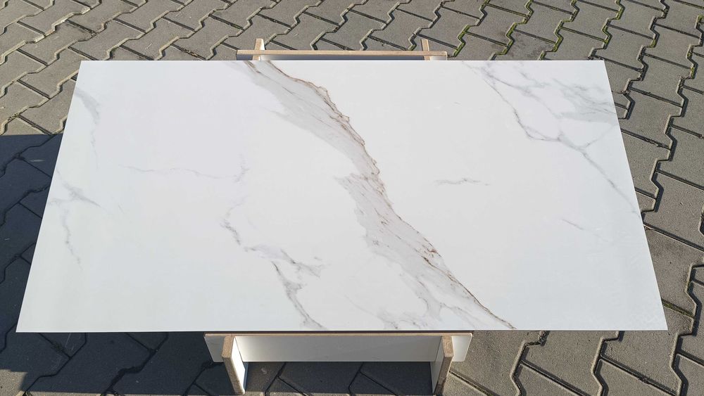 Gres szkliwiony poler biały z szaro brązową żyłą Ex198 format 60×120