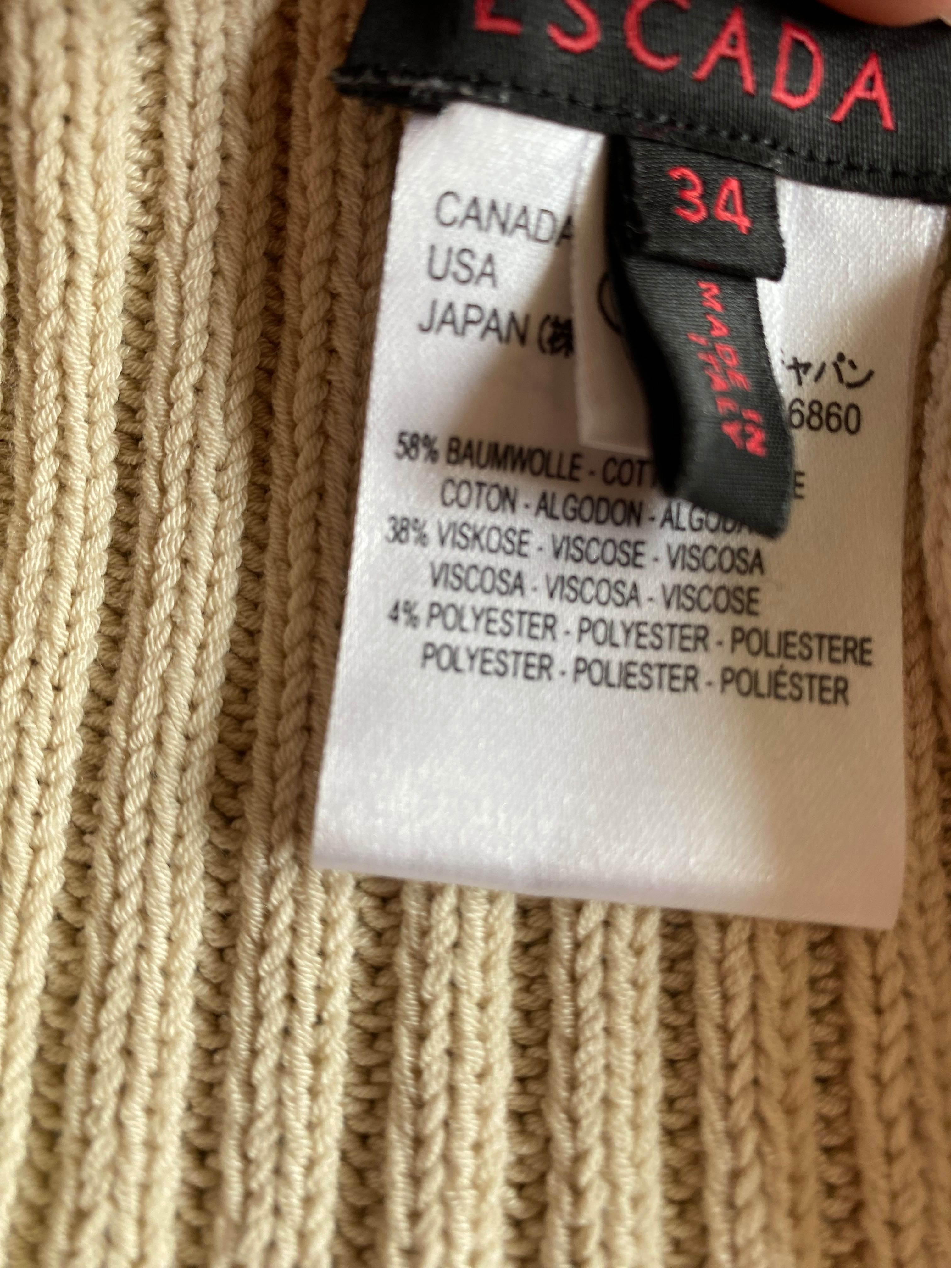 Sweter ESCADA rozmiar 34 stan idealny beżowy  bawełna i wiskoza