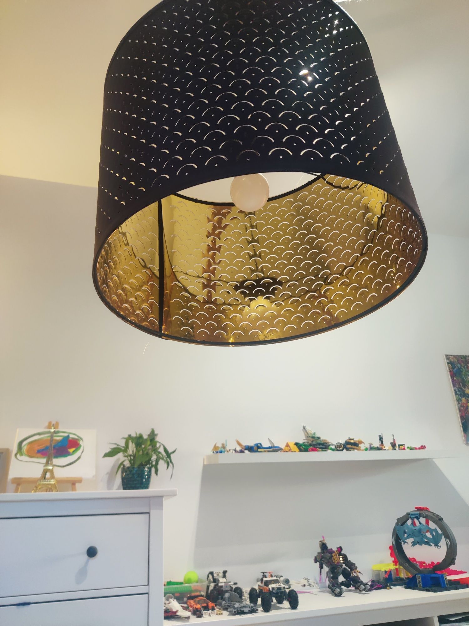 Żyrandol lampa wisząca sufitowa czarno złota