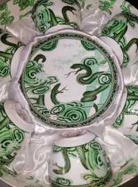 Сервиз фарфор 6 персон 12 предметов чайный зеленая змея