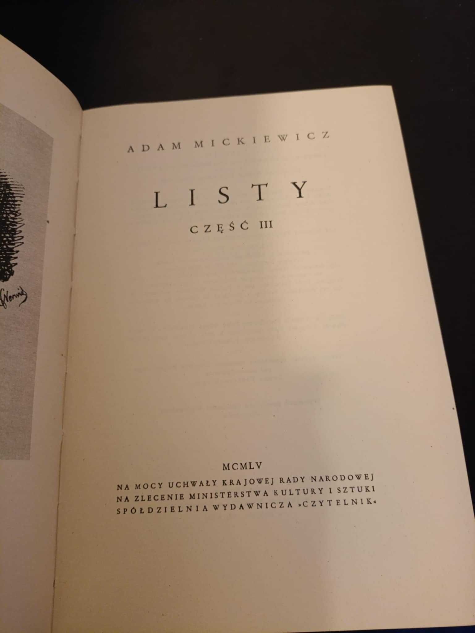 Dzieła Listy część trzecia - Adam Mickiewicz - tom XVI z 1955 roku