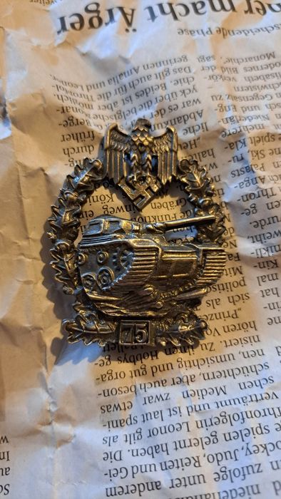 Odznaka pancerna 3 rzesza wehrmacht rzadkosc
